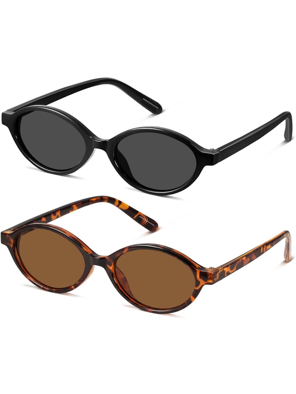 Classic Oval Sunglasses Set - Black & Tortoiseshell